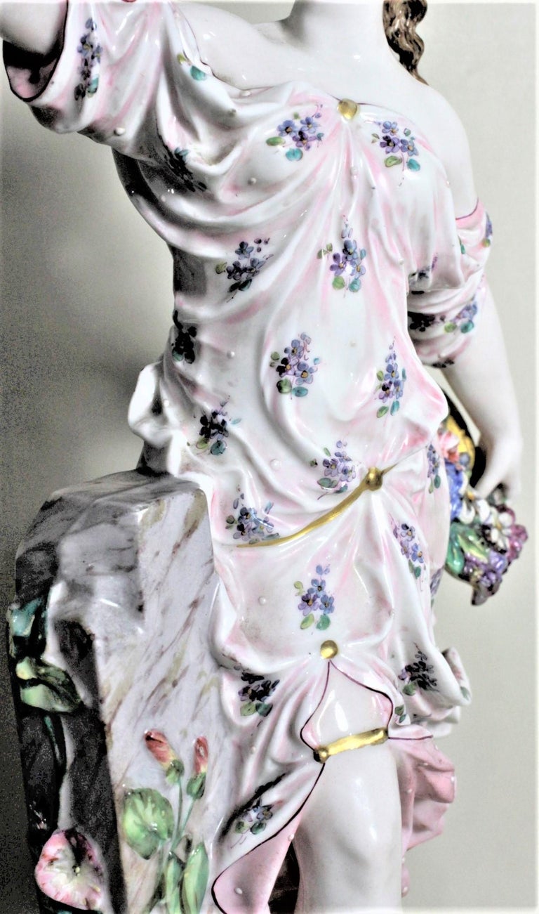 Pair of Antique German or Austrian Porcelain Female Figurines