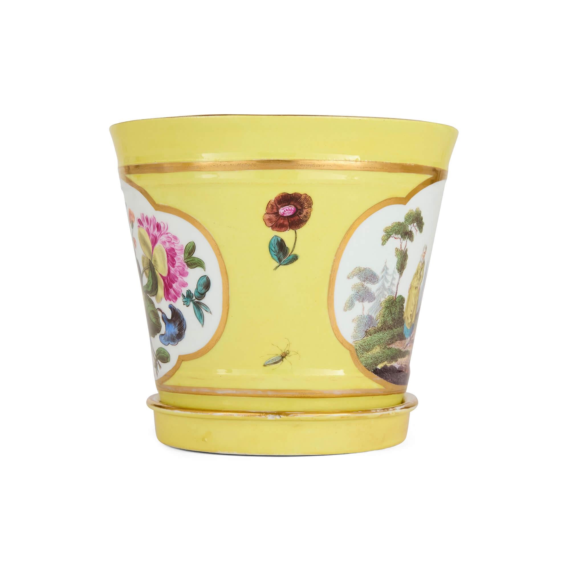 Pareja de antiguos cacharros alemanes de porcelana pintada de Meissen en Bueno estado para la venta en London, GB