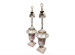 Pair of Antique German Porcelain Table Lamps