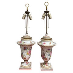 Pair of Antique German Porcelain Table Lamps
