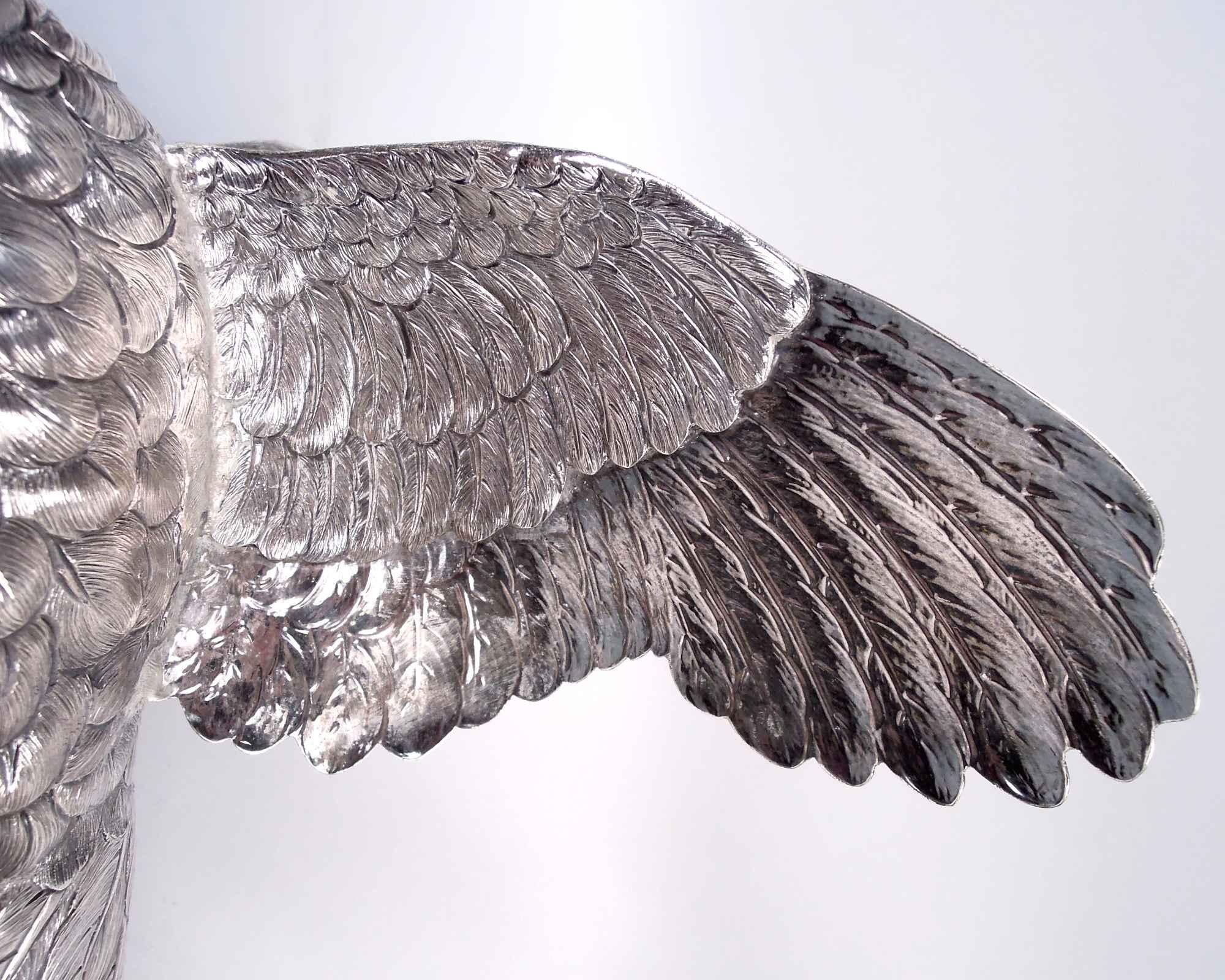 Paar der antiken deutschen Silber Tafelaufsatz Fasane Wildvögel im Angebot 1