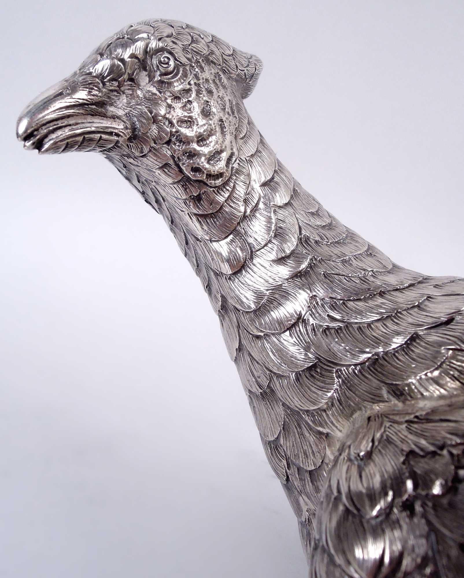 Paar der antiken deutschen Silber Tafelaufsatz Fasane Wildvögel im Angebot 3