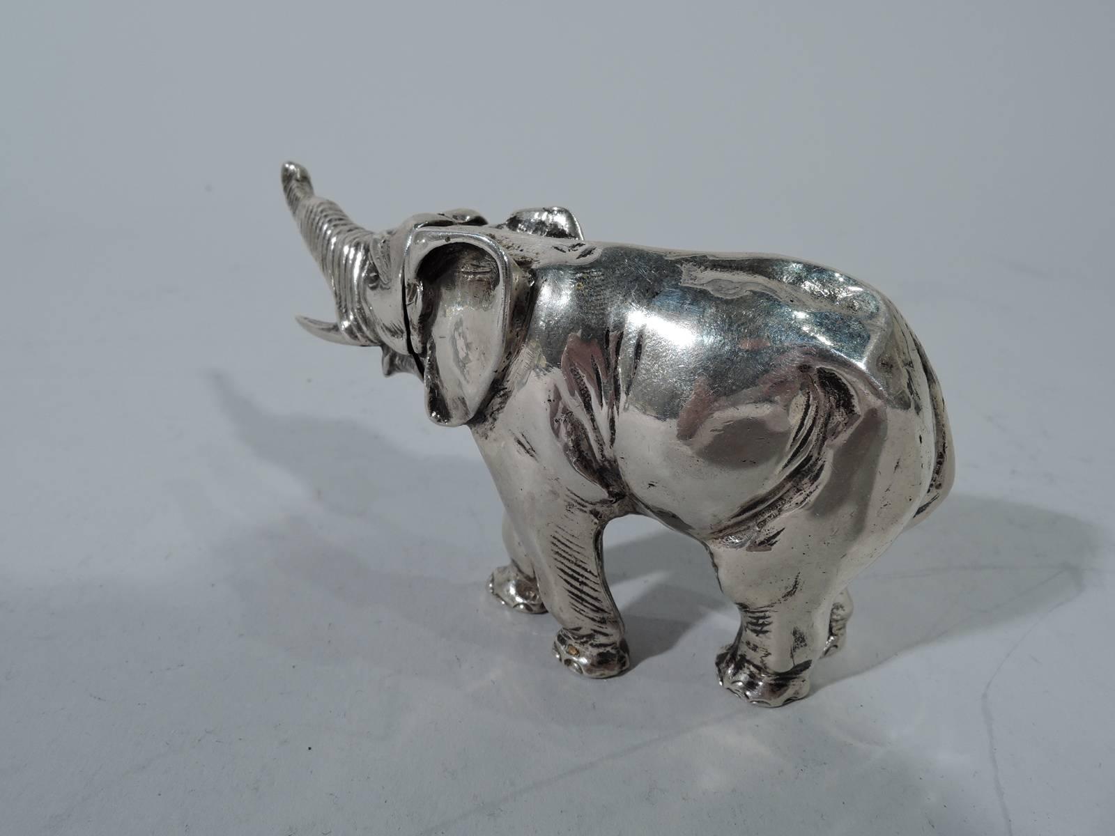 Edwardian Pair of Antique German Silver Elephant Salt and Pepper Shakers