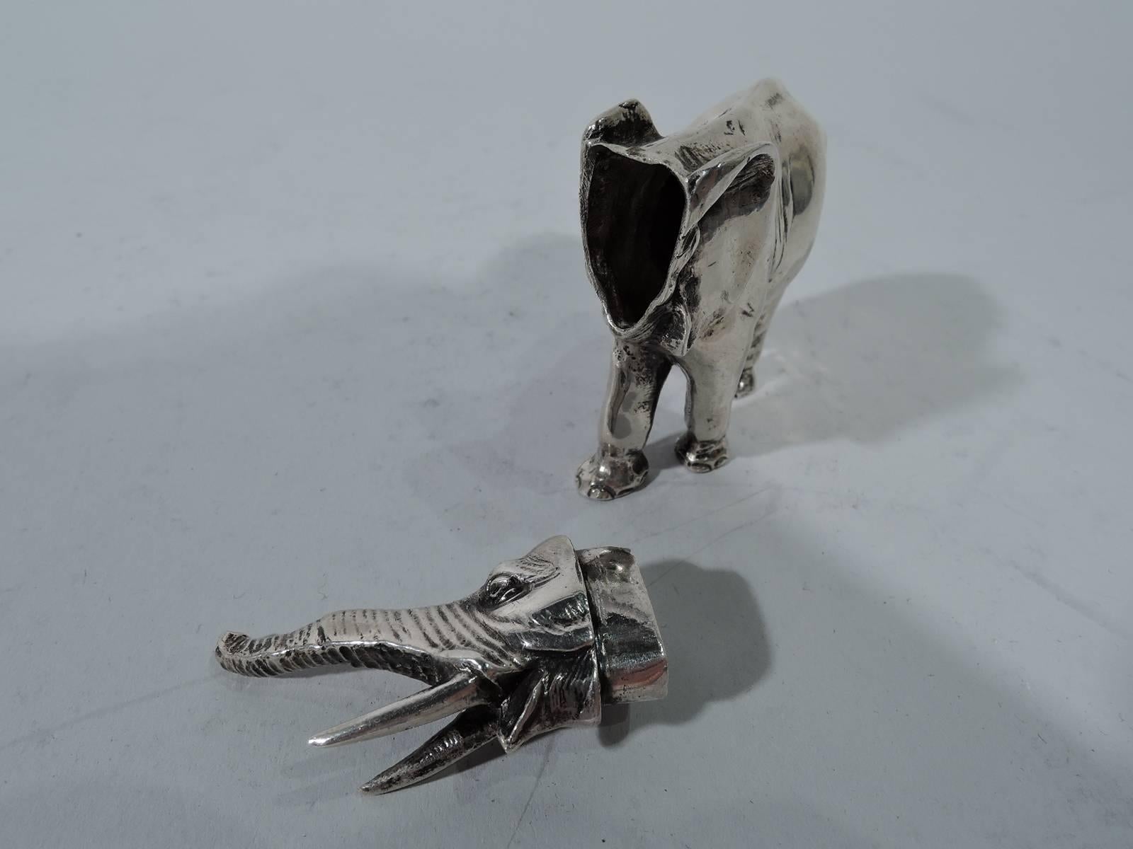 Pair of Antique German Silver Elephant Salt and Pepper Shakers 1