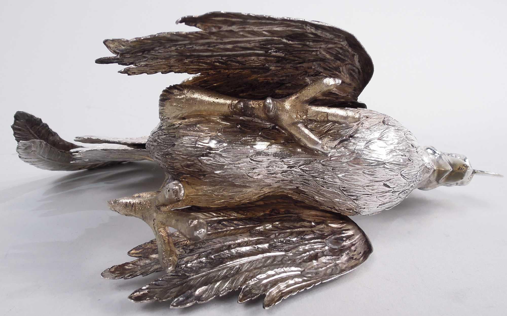 Pair of Antique German Silver Flamboyant Flouncy Fowl For Sale 1