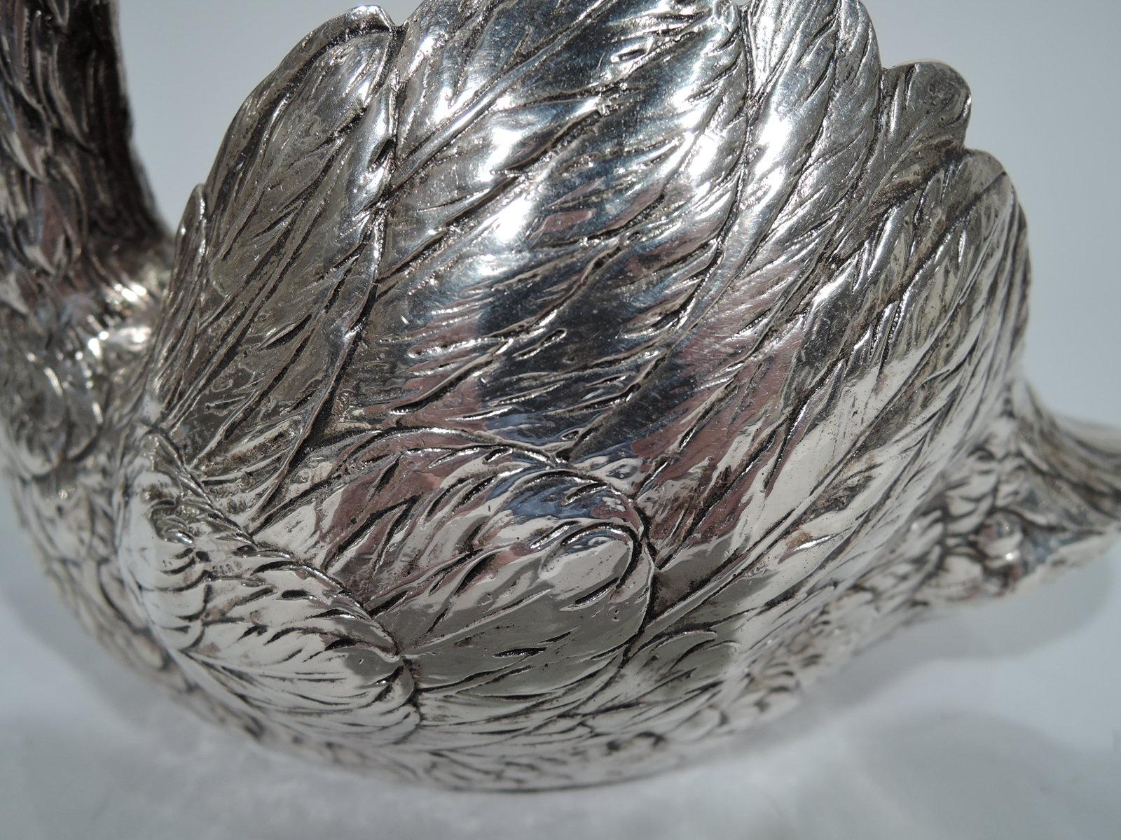 Pair of Antique German Silver Gliding Swans 2