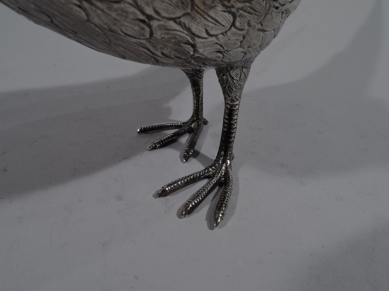 Pair of Antique German Silver Pheasant Spice Boxes 2