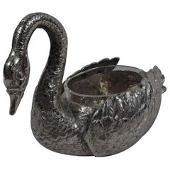 Pair of Antique German Silver Swan Bird Figural Open Salts