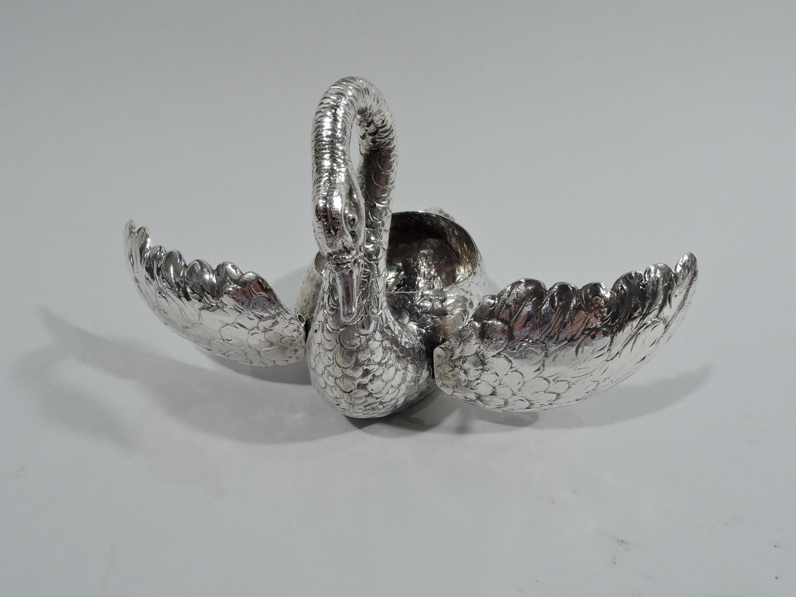 Pair of Antique German Silver Swan Bird Open Salts In Good Condition In New York, NY