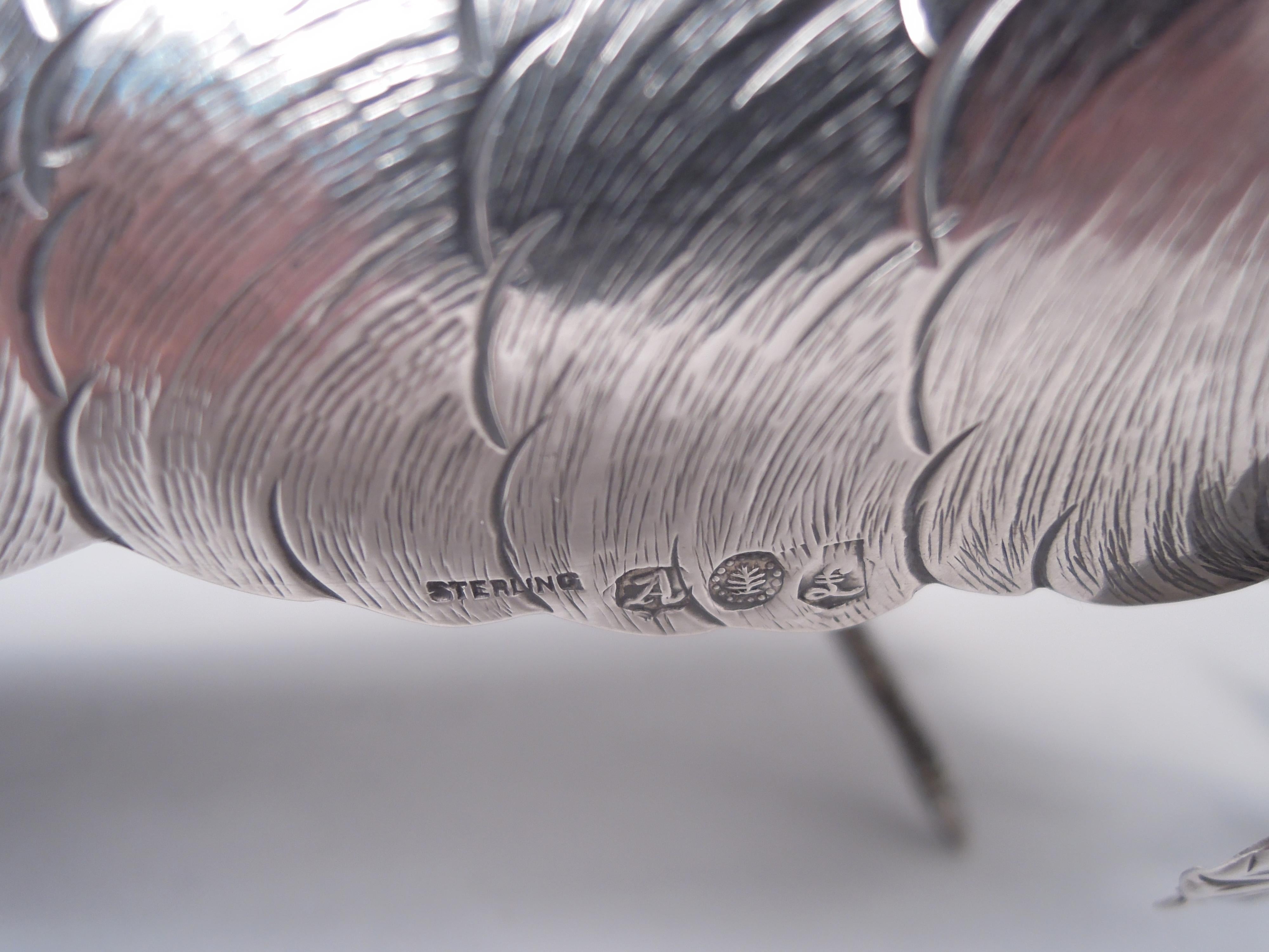 Paire de faisans allemands anciens en argent sterling en vente 3
