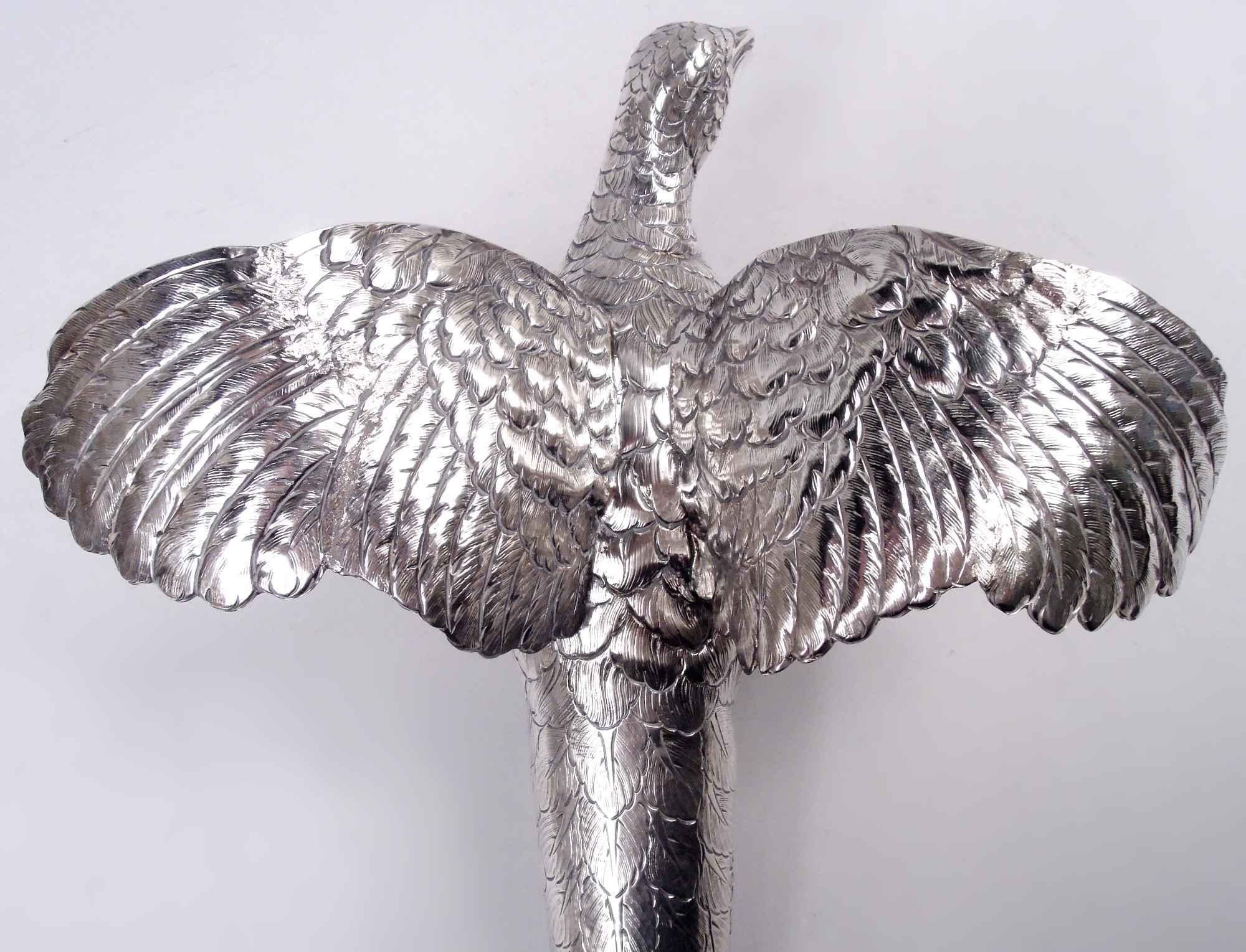 Paire de faisans allemands anciens en argent sterling en vente 1