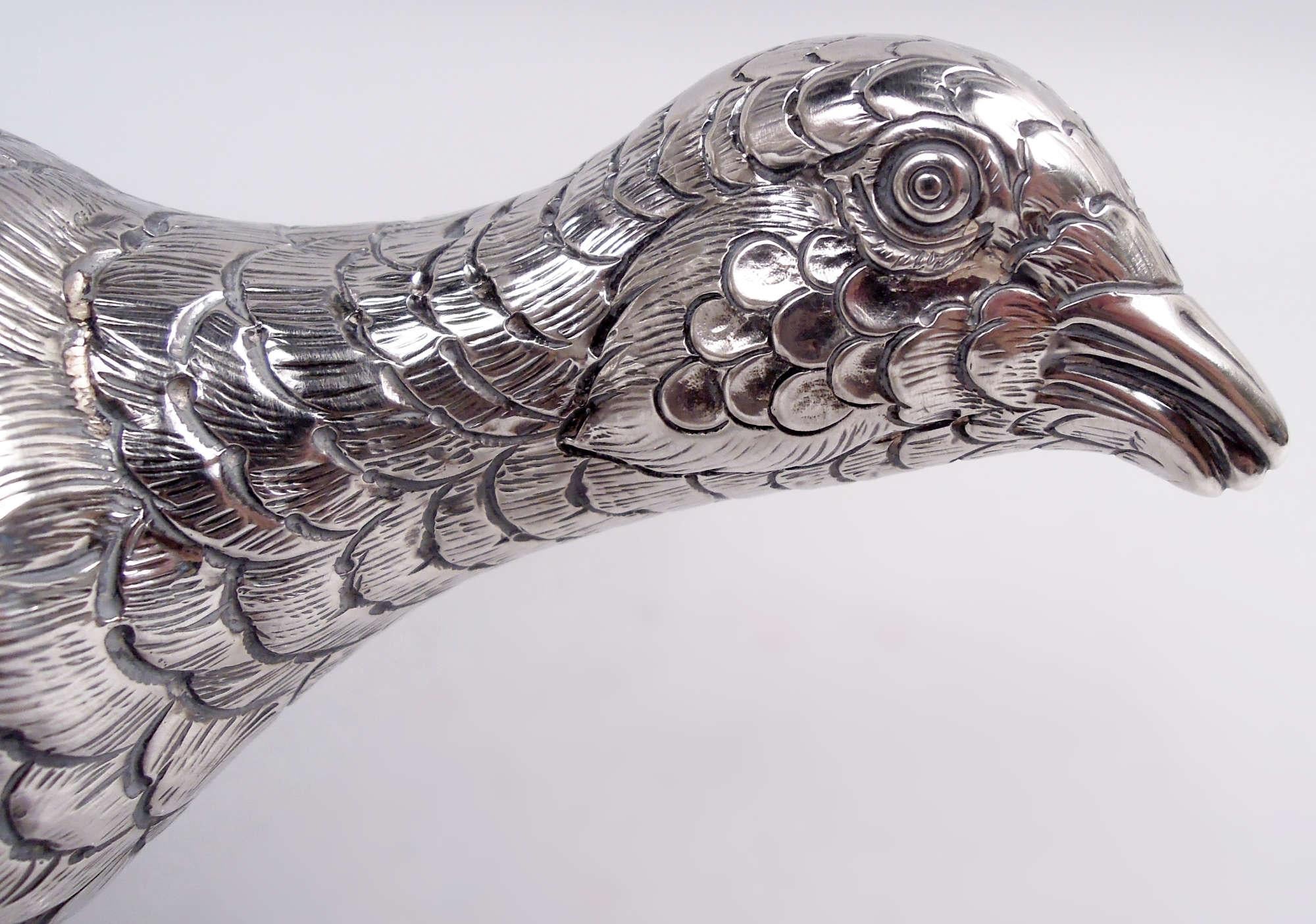 Paire de faisans allemands anciens en argent sterling en vente 2