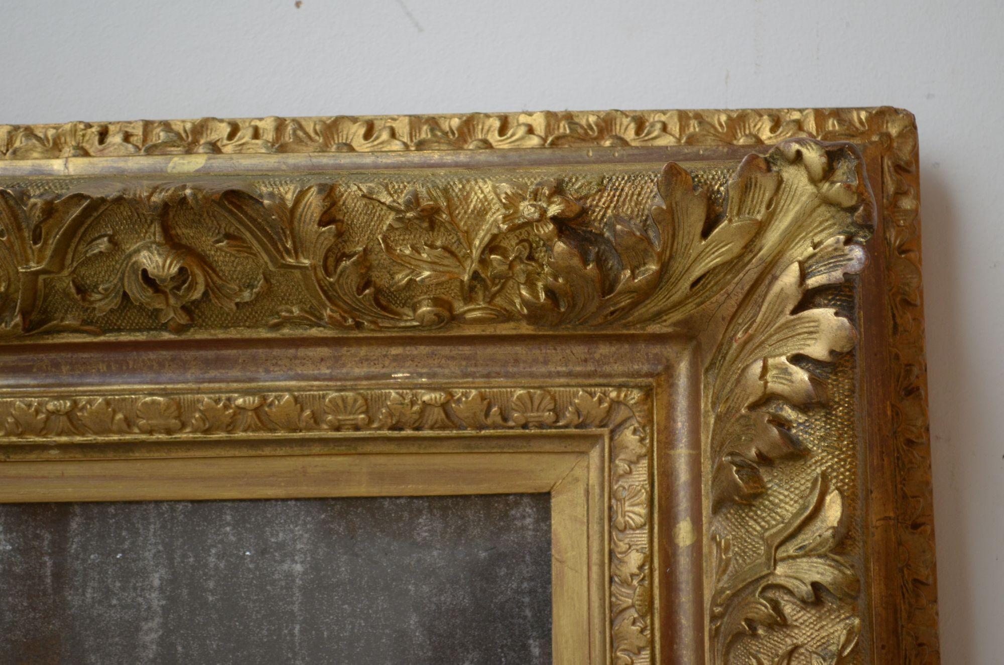 Paire de miroirs muraux anciens dorés, H71 cm en vente 4
