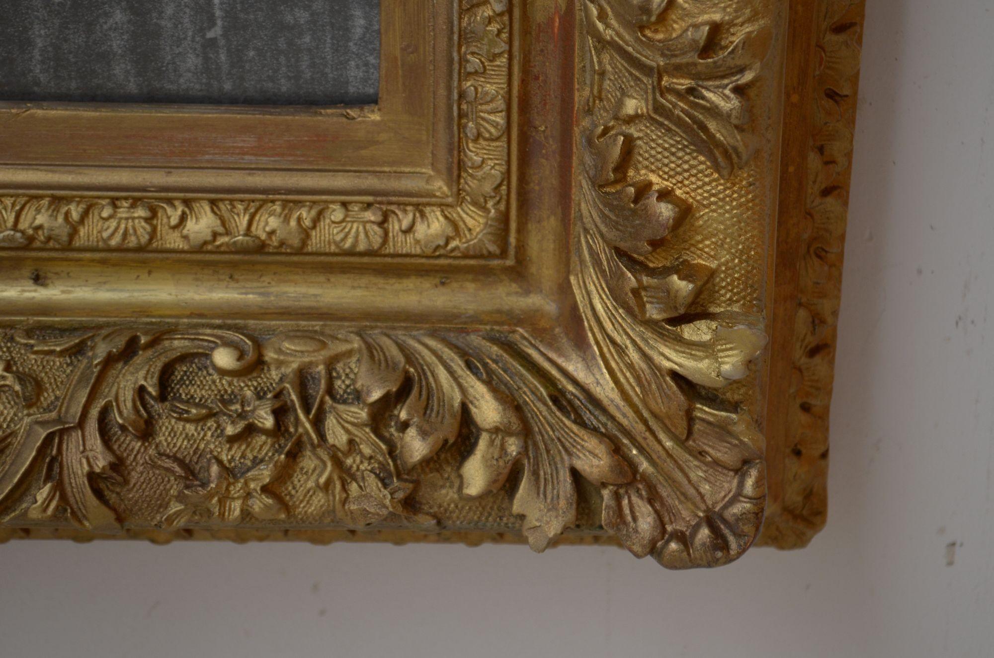 Paire de miroirs muraux anciens dorés, H71 cm en vente 13