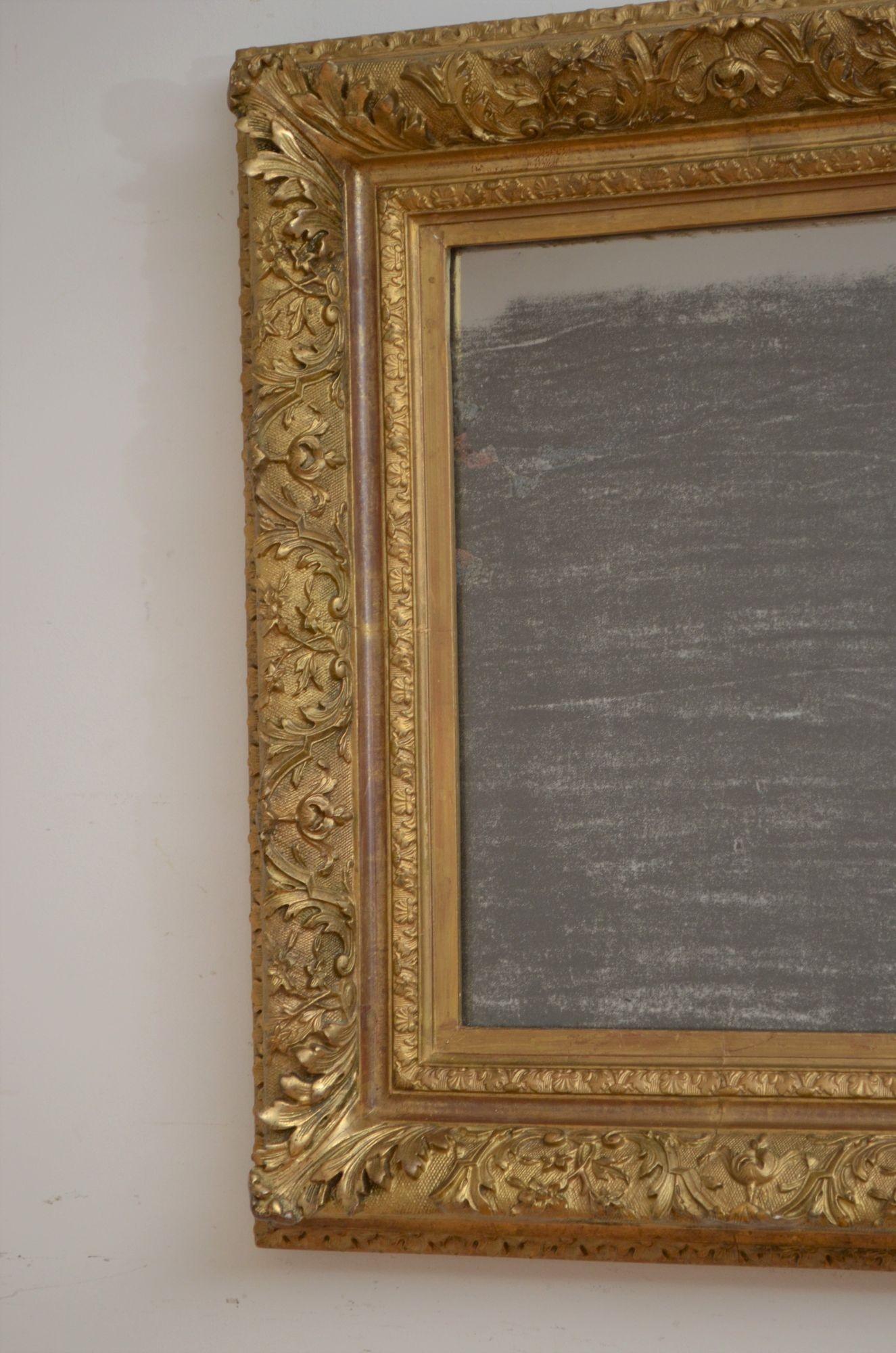 French Pair of Antique Gilded Wall Mirrors H71cm For Sale