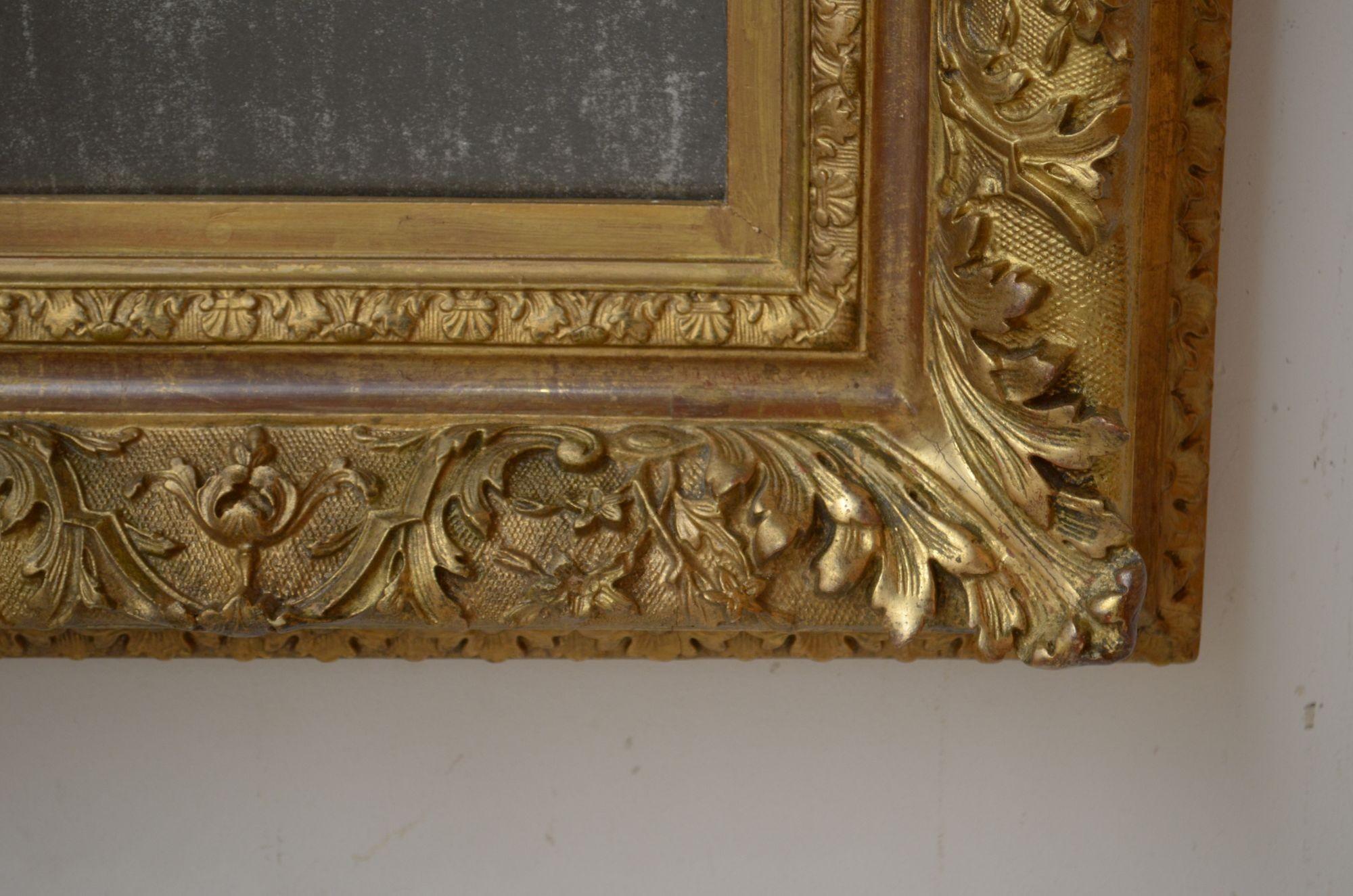 Paire de miroirs muraux anciens dorés, H71 cm en vente 1