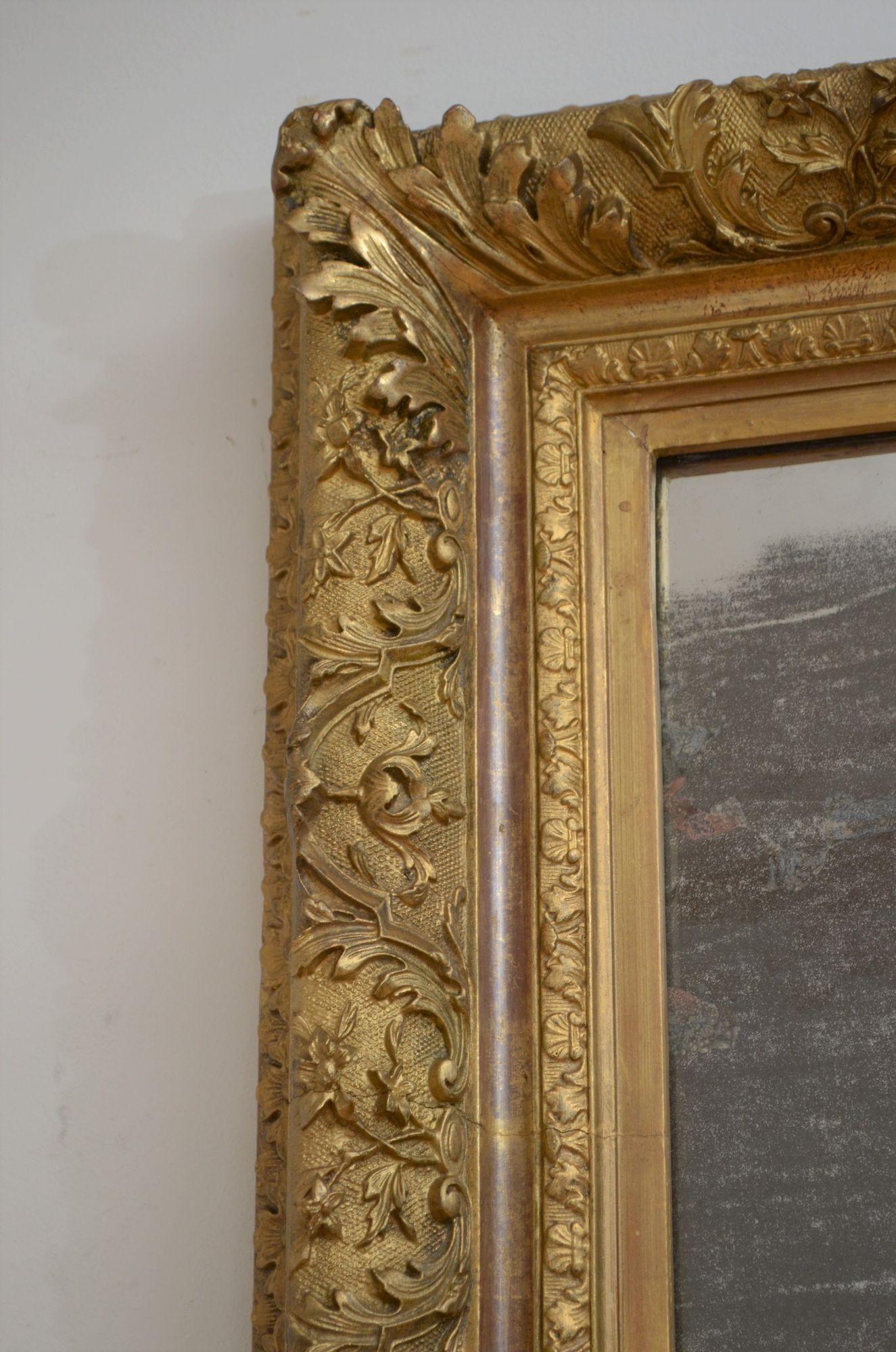 Paar antike vergoldete Wandspiegel H71cm im Angebot 2