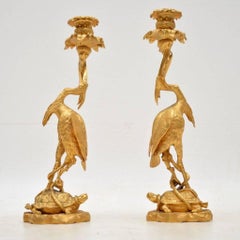 Pair of Antique Gilt Bronze Candlesticks