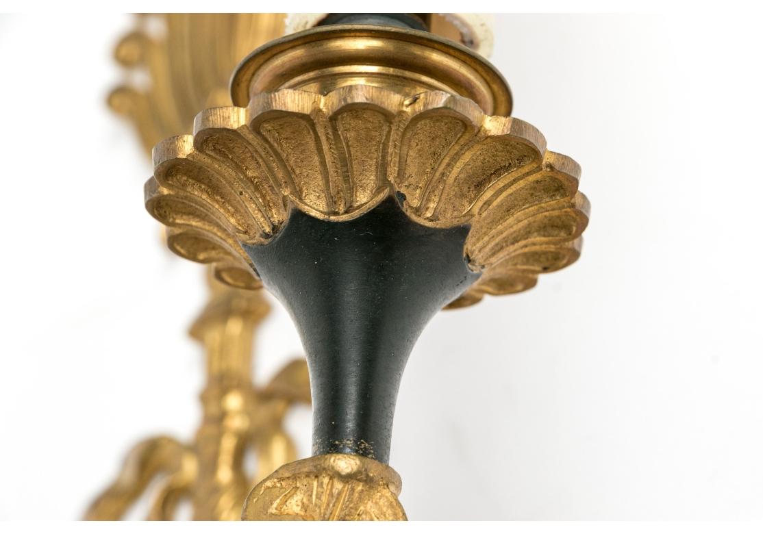 Par De Bronce Dorado Antiguo Estilo Imperio  Apliques Con Soporte Cisne en venta 5
