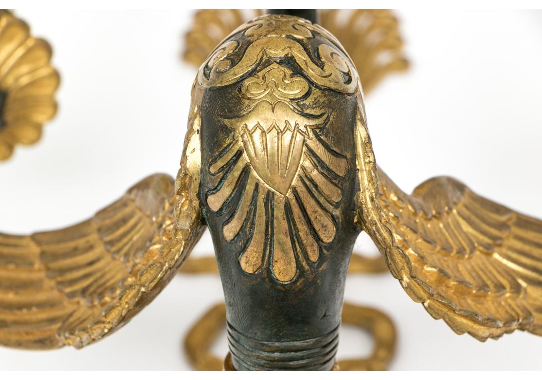 Par De Bronce Dorado Antiguo Estilo Imperio  Apliques Con Soporte Cisne en venta 14