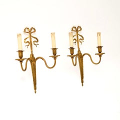Pair of Antique Gilt Bronze Wall Sconce Lights