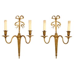 Pair of Antique Gilt Bronze Wall Sconce Lights