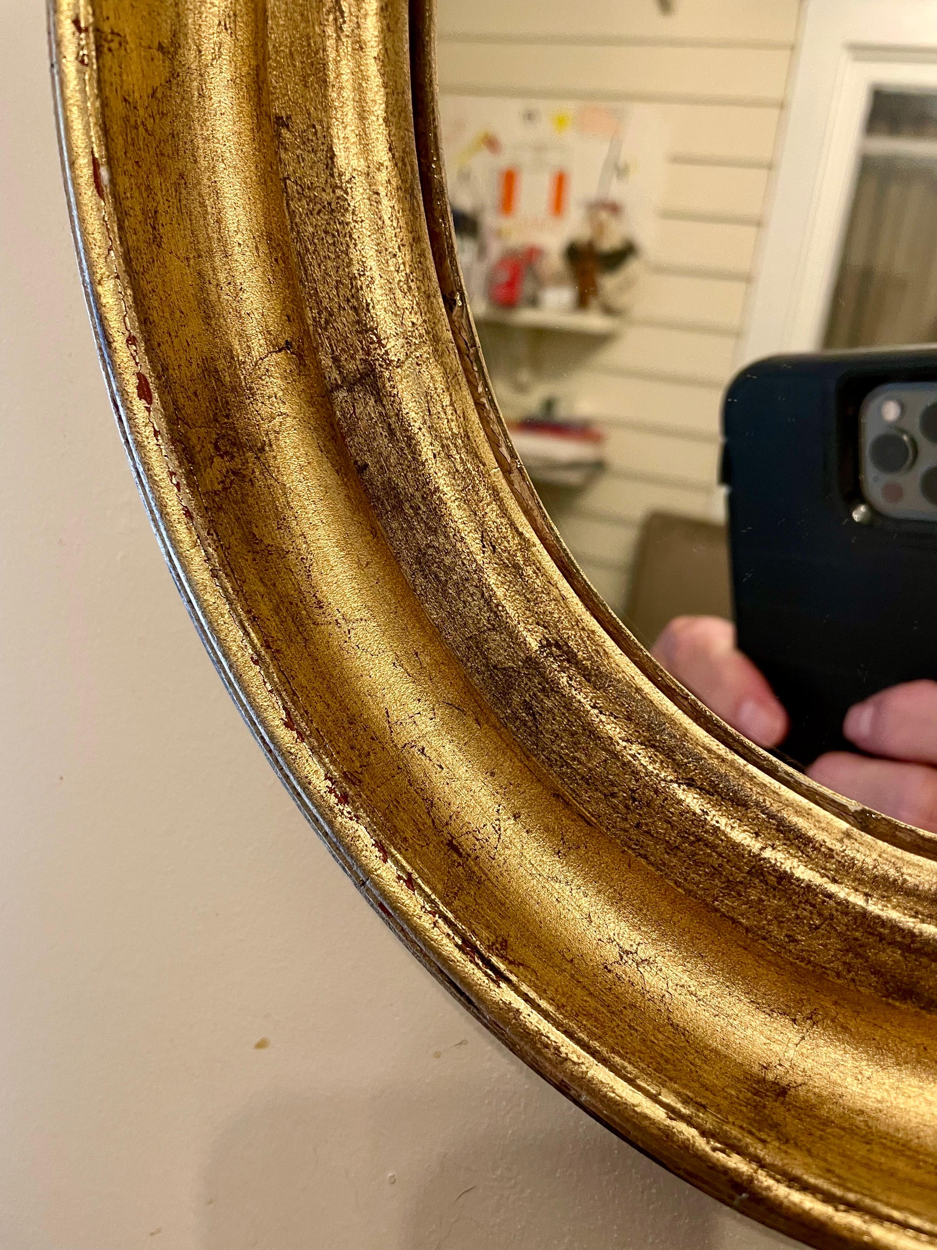 Pair of Antique Gilt Oval Italian Mirrors 5