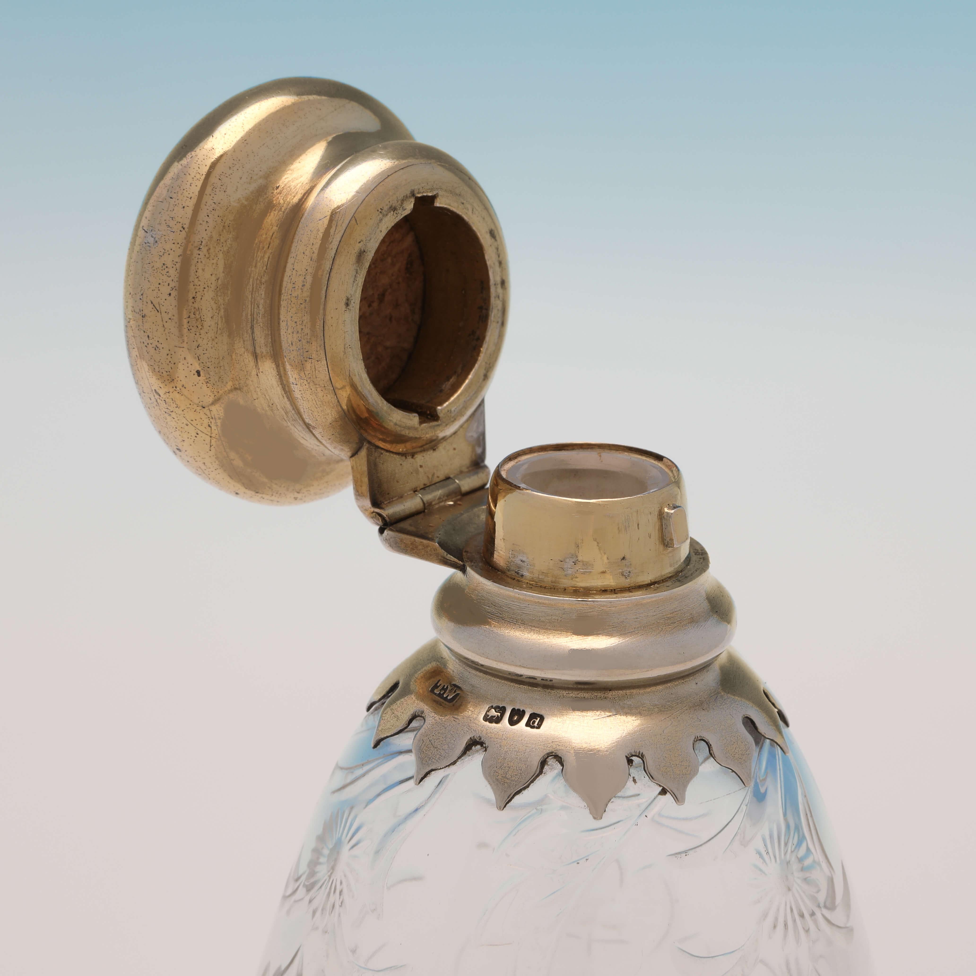 vintage wells sterling art deco perfume bottle and silver holder