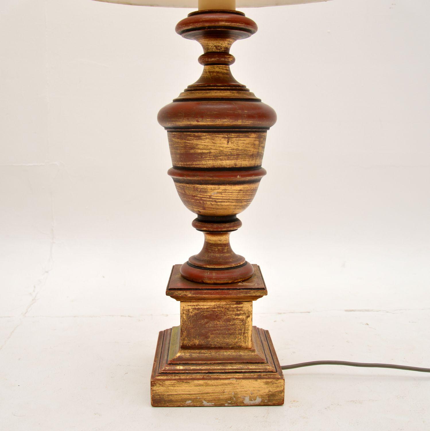 Pair of Antique Gilt Wood Table Lamps For Sale 1