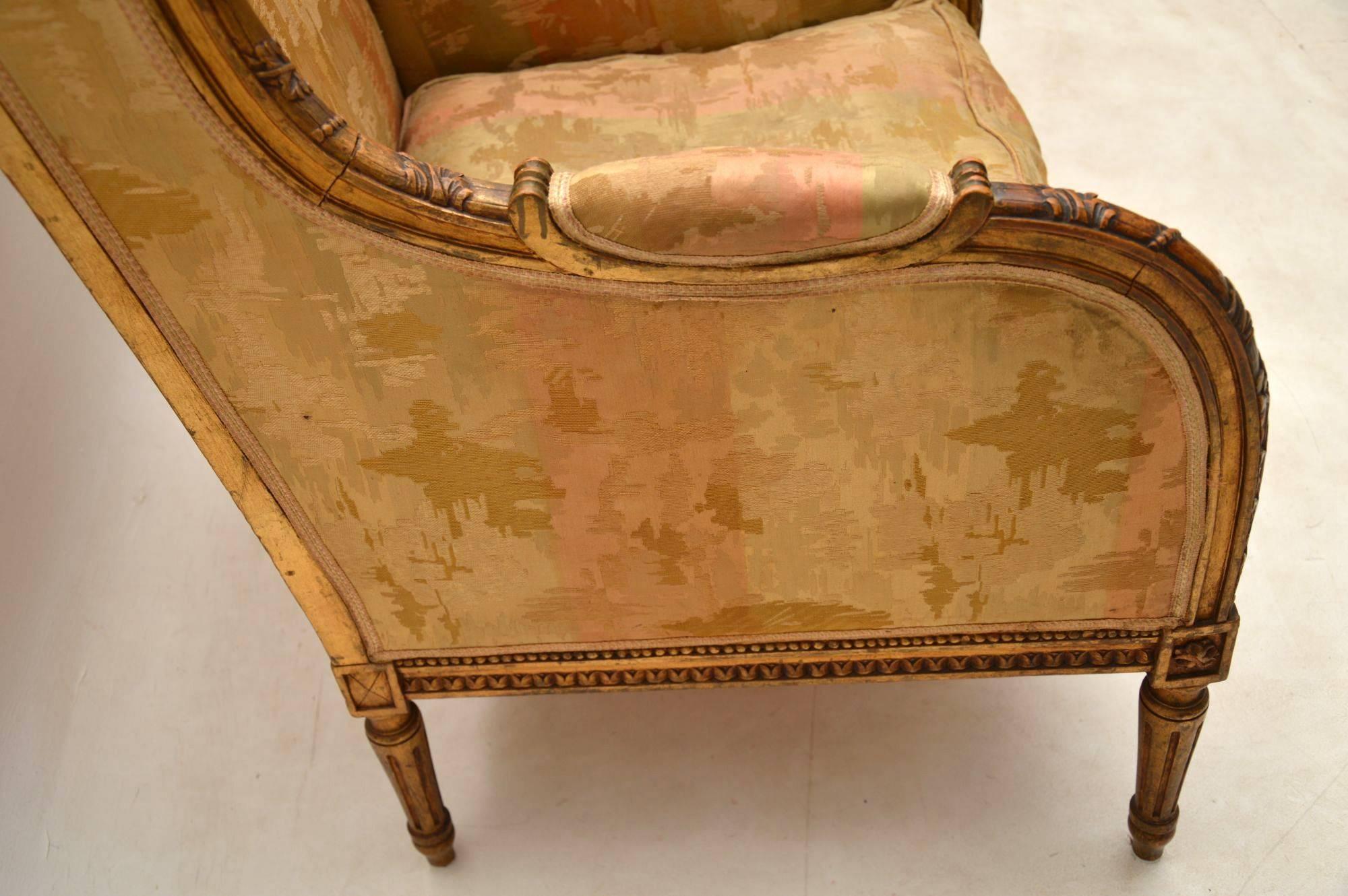 Pair of Antique Giltwood Wing Back Armchairs 5
