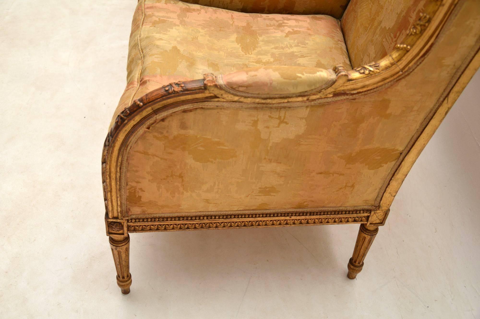 Pair of Antique Giltwood Wing Back Armchairs 6