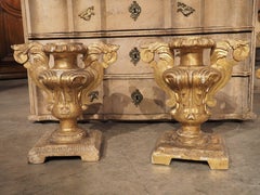 Pair of Antique Giltwood Candlesticks from Florence, Italy, circa 1700