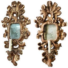 Pair of Antique Giltwood Mirror Sconces