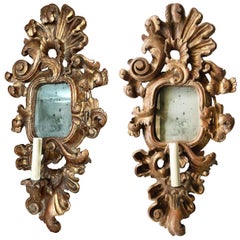 Pair of Antique Giltwood Mirror Sconces