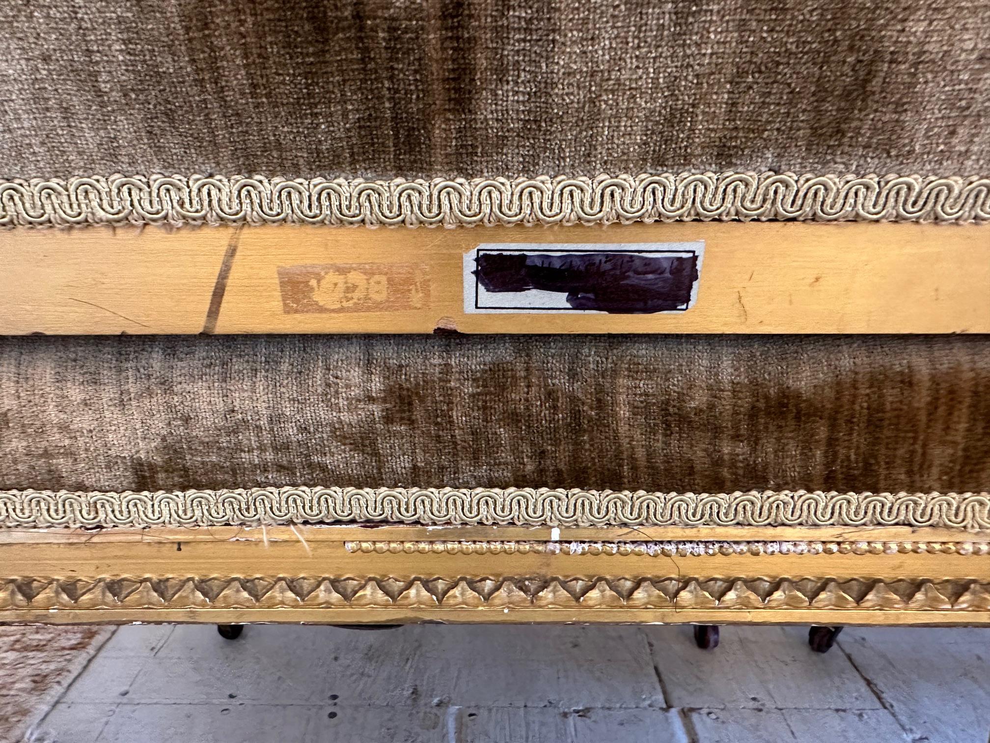 Pair of Antique Giltwood & Velvet Louis XVI Side Chairs For Sale 1