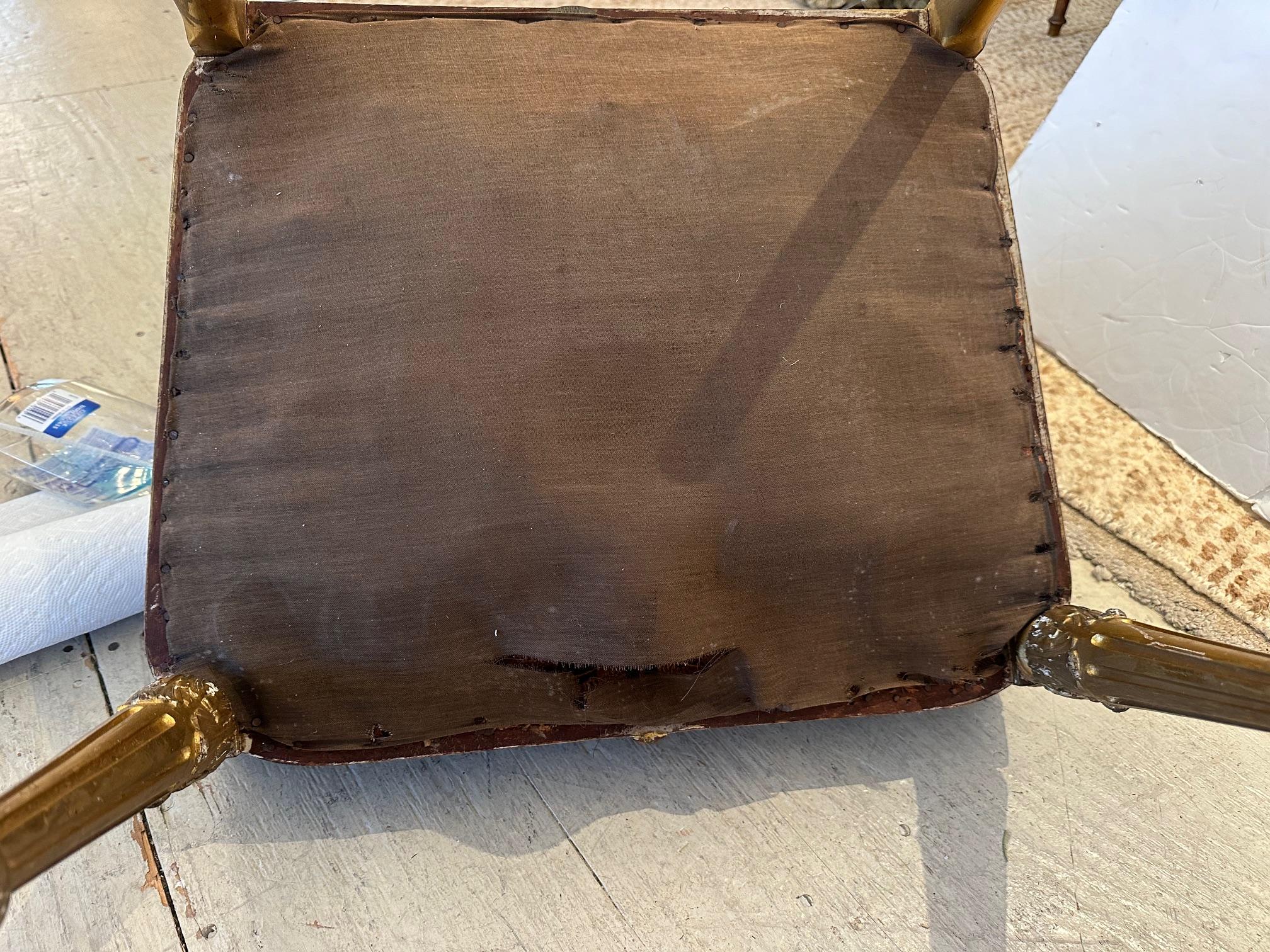Pair of Antique Giltwood & Velvet Louis XVI Side Chairs For Sale 3