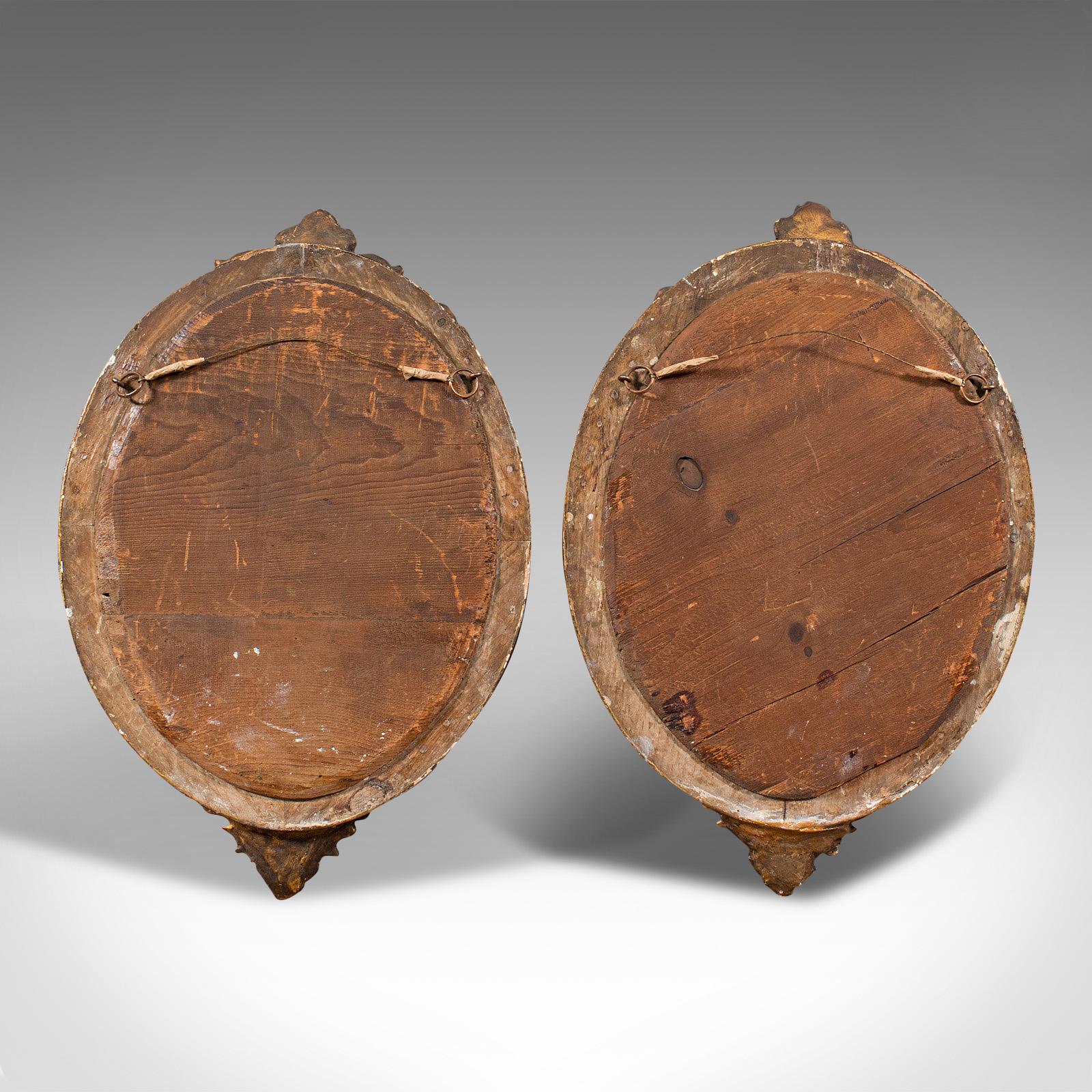 Pair of Antique Girandole Mirrors, English, Giltwood, Oval, Wall, Regency, 1820 5