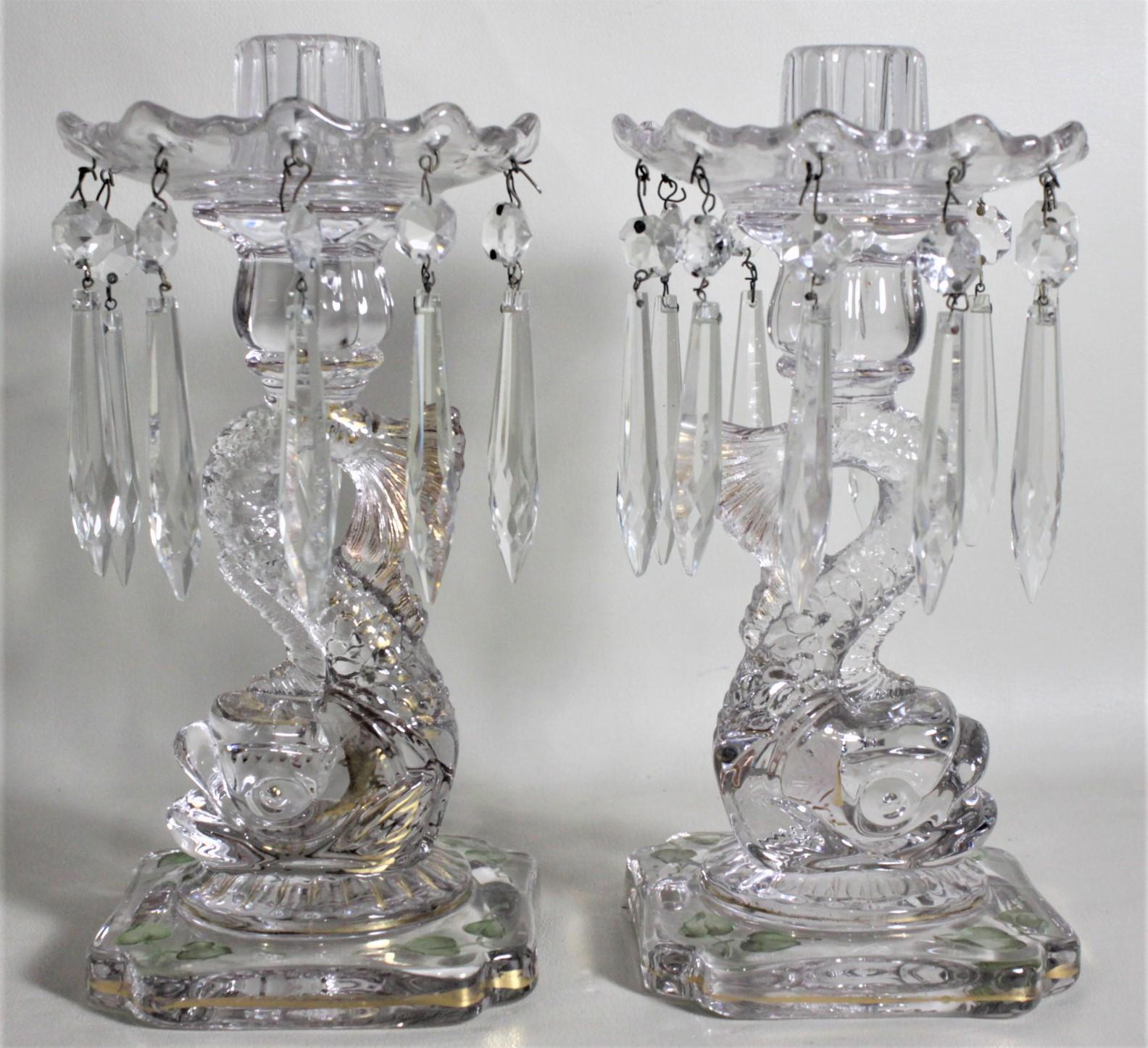 antique crystal candle holders with prisms