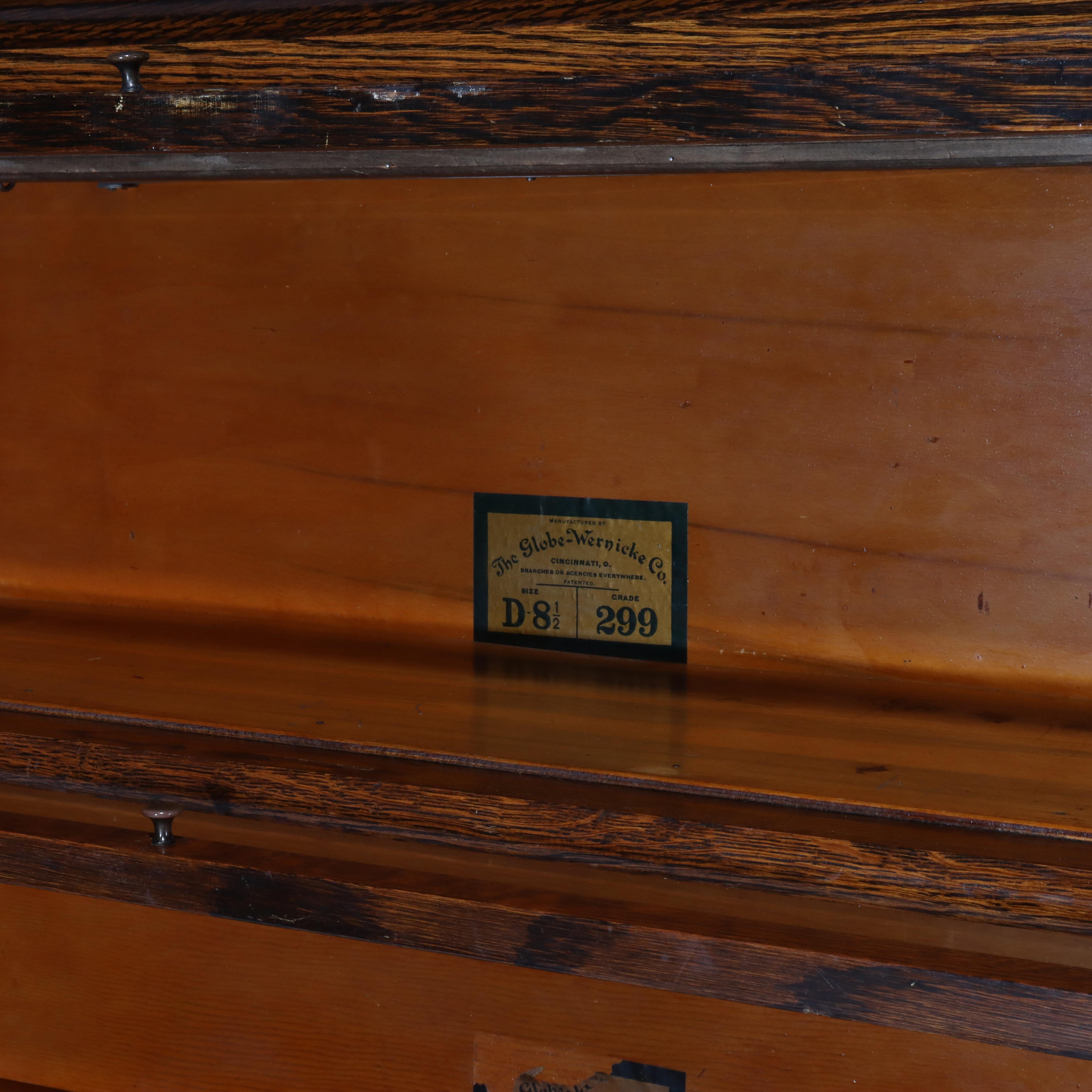 20th Century Pair of Antique Globe Wernicke Oak Four Stack Barrister Bookcases C1920 For Sale
