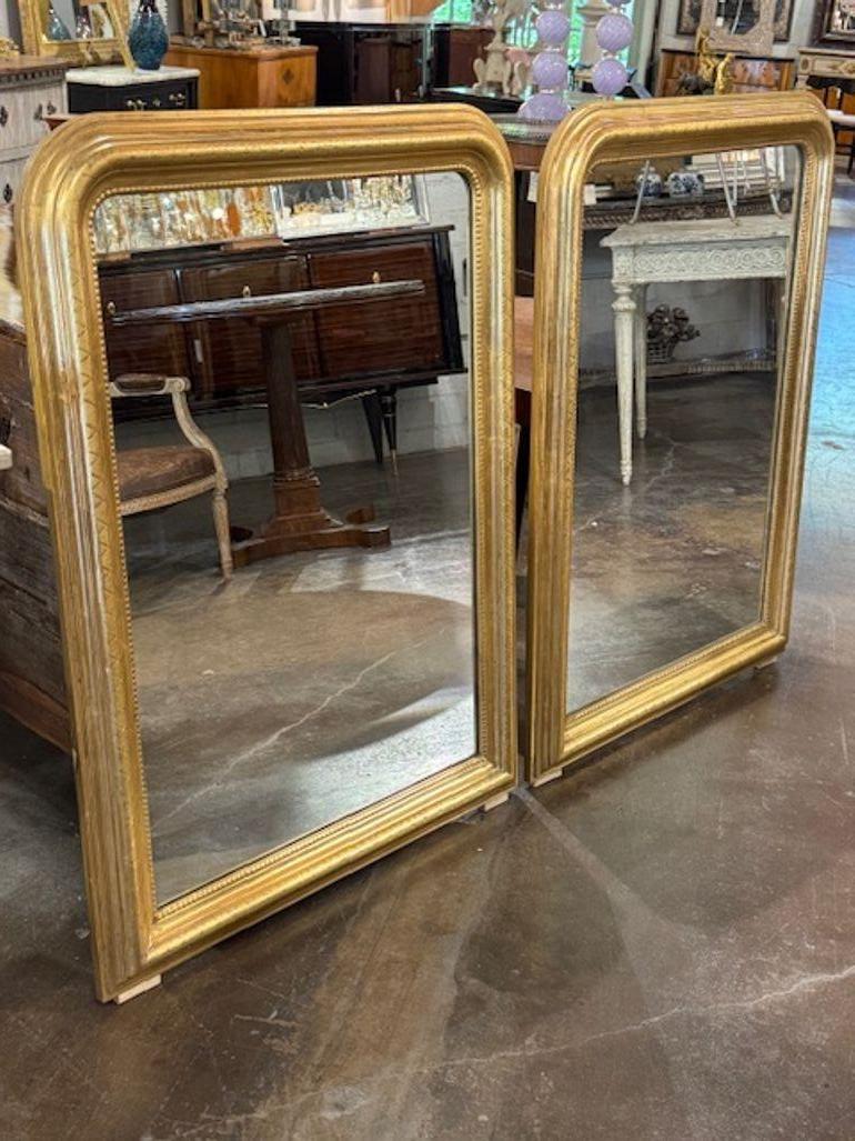 Français Paire de miroirs Louis Philippe dorés à l'ancienne avec motif en X en vente