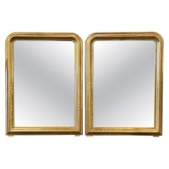 Paire de miroirs Louis Philippe dorés à l'ancienne avec motif en X