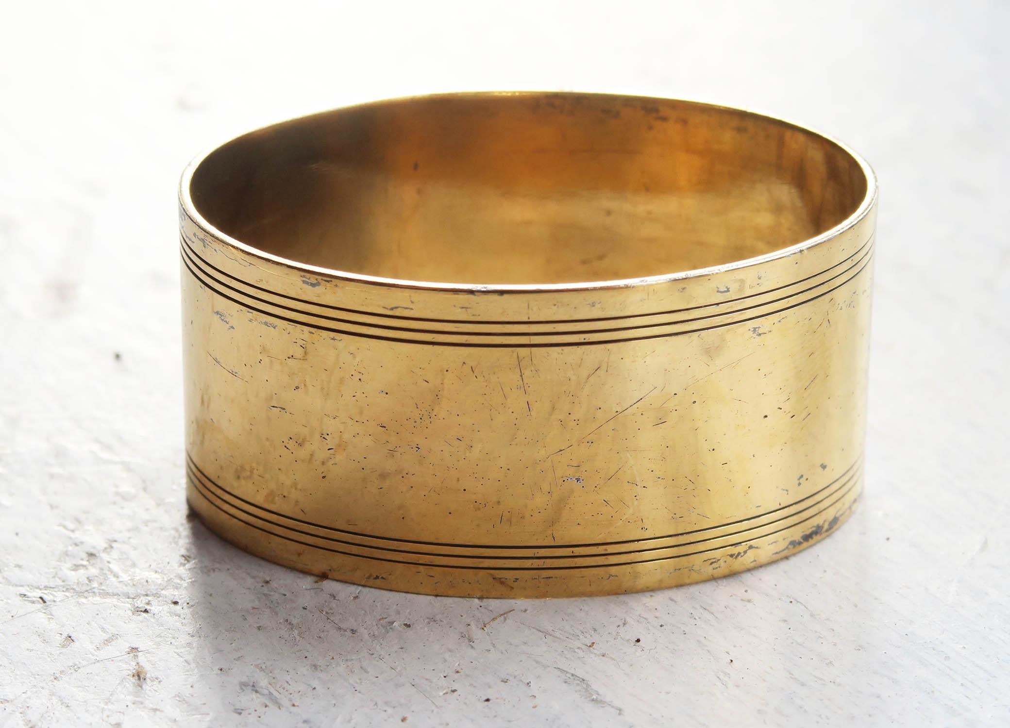 Pair of Antique Gold Plated Napkin Rings. English C.1910 In Good Condition For Sale In St Annes, Lancashire