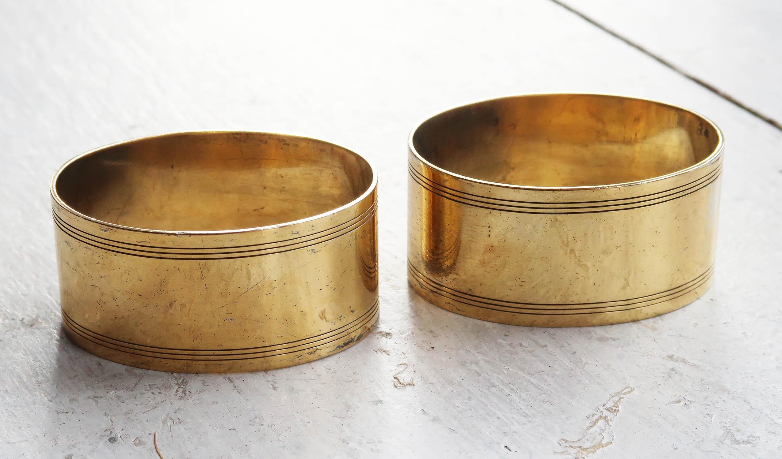 Early 20th Century Pair of Antique Gold Plated Napkin Rings. English C.1910 For Sale