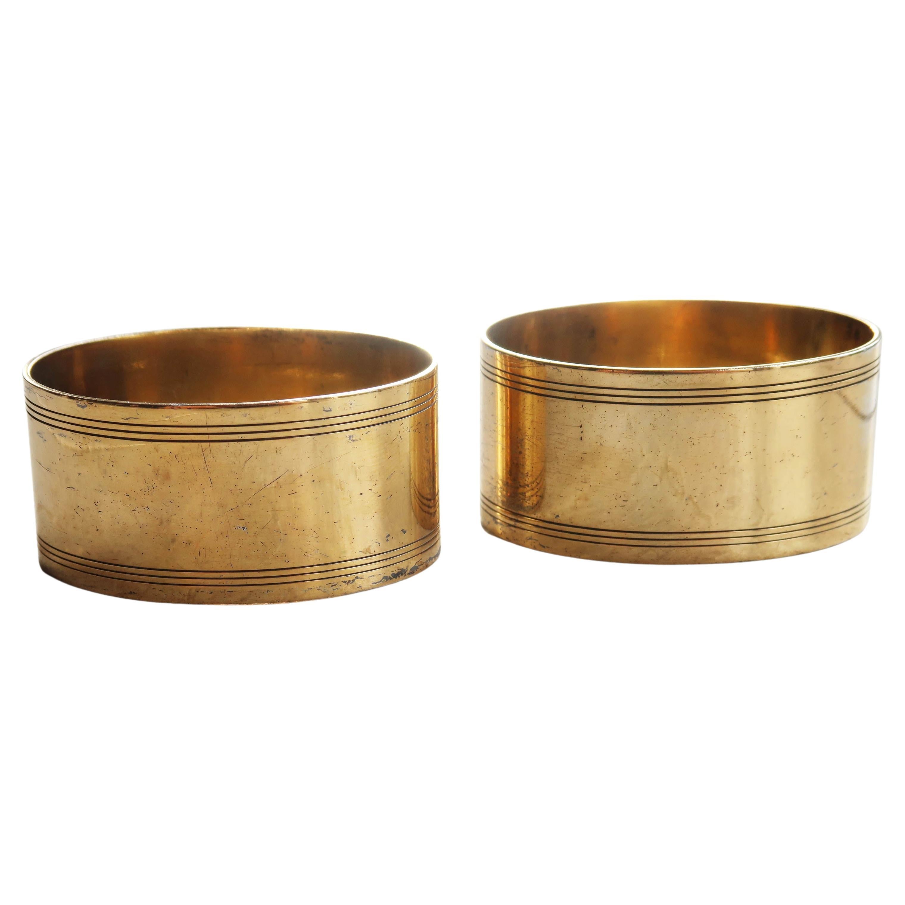 Pair of Antique Gold Plated Napkin Rings. English C.1910 For Sale