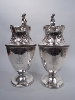 Pair of Antique Gorham American Classical Silver Ewers