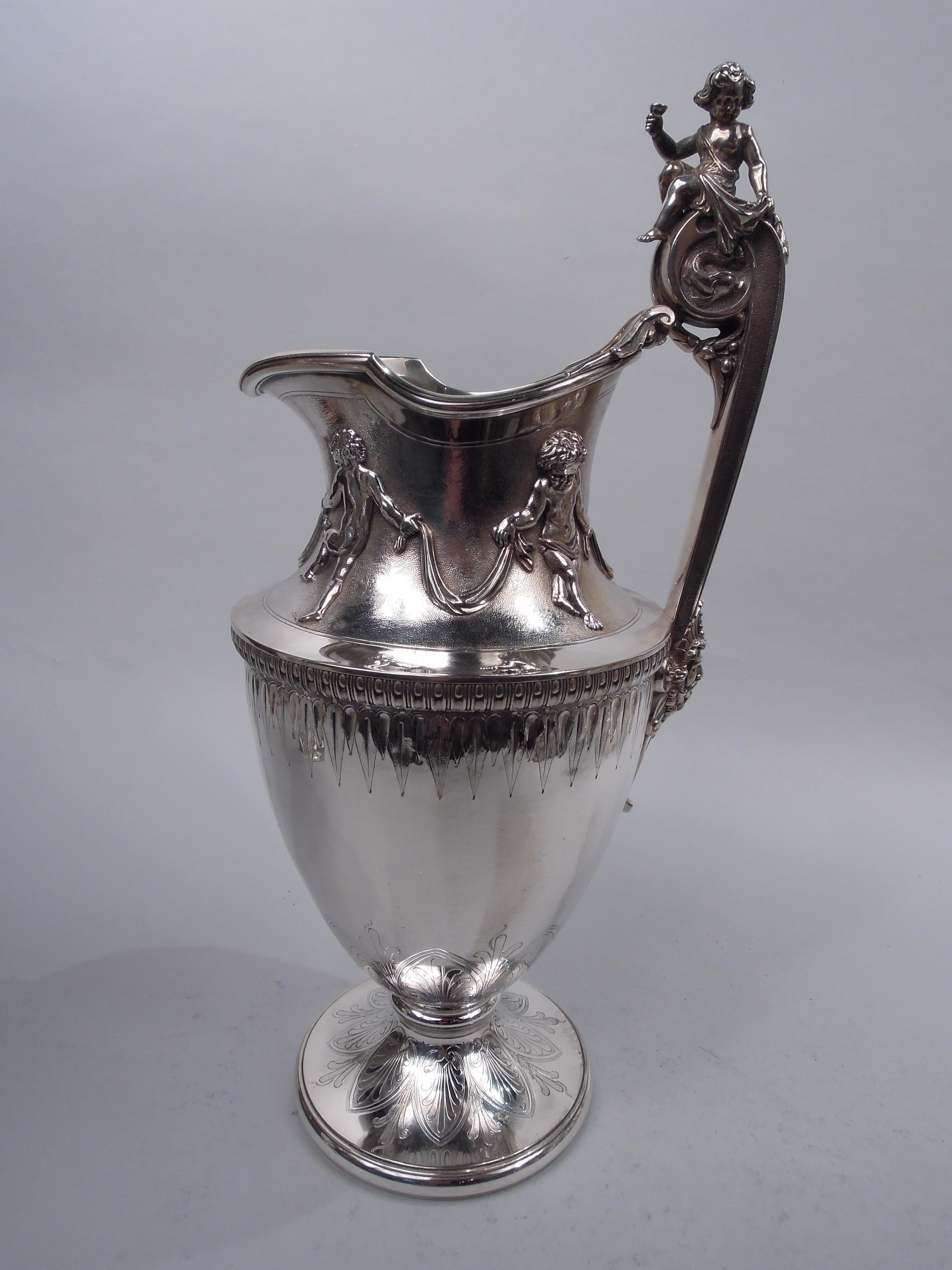 19th Century Pair of Antique Gorham American Classical Silver Ewers   For Sale