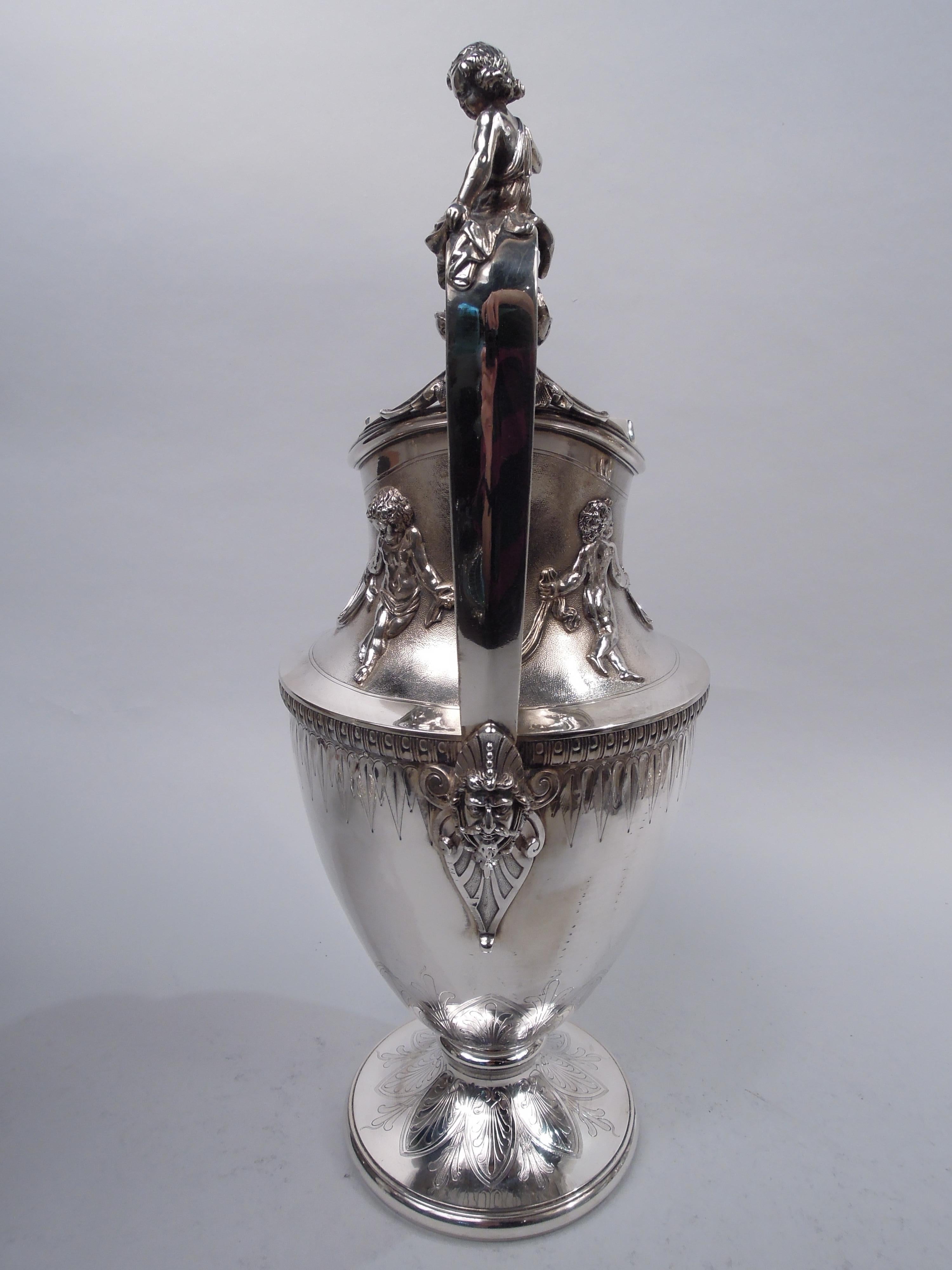Pair of Antique Gorham American Classical Silver Ewers   For Sale 1