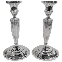 Pair of Antique Gorham Edwardian Regency Sterling Silver Candlesticks