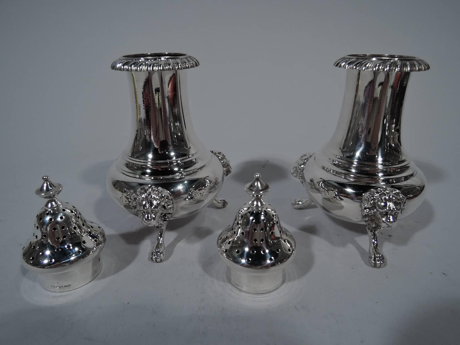Neoclassical Revival Pair of Antique Gorham Neoclassical Sterling Silver Salt and Pepper Shakers