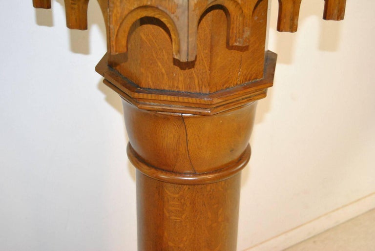 Pair of Antique Gothic Oak Pillars / Pedestals 53 1/2" at 1stDibs